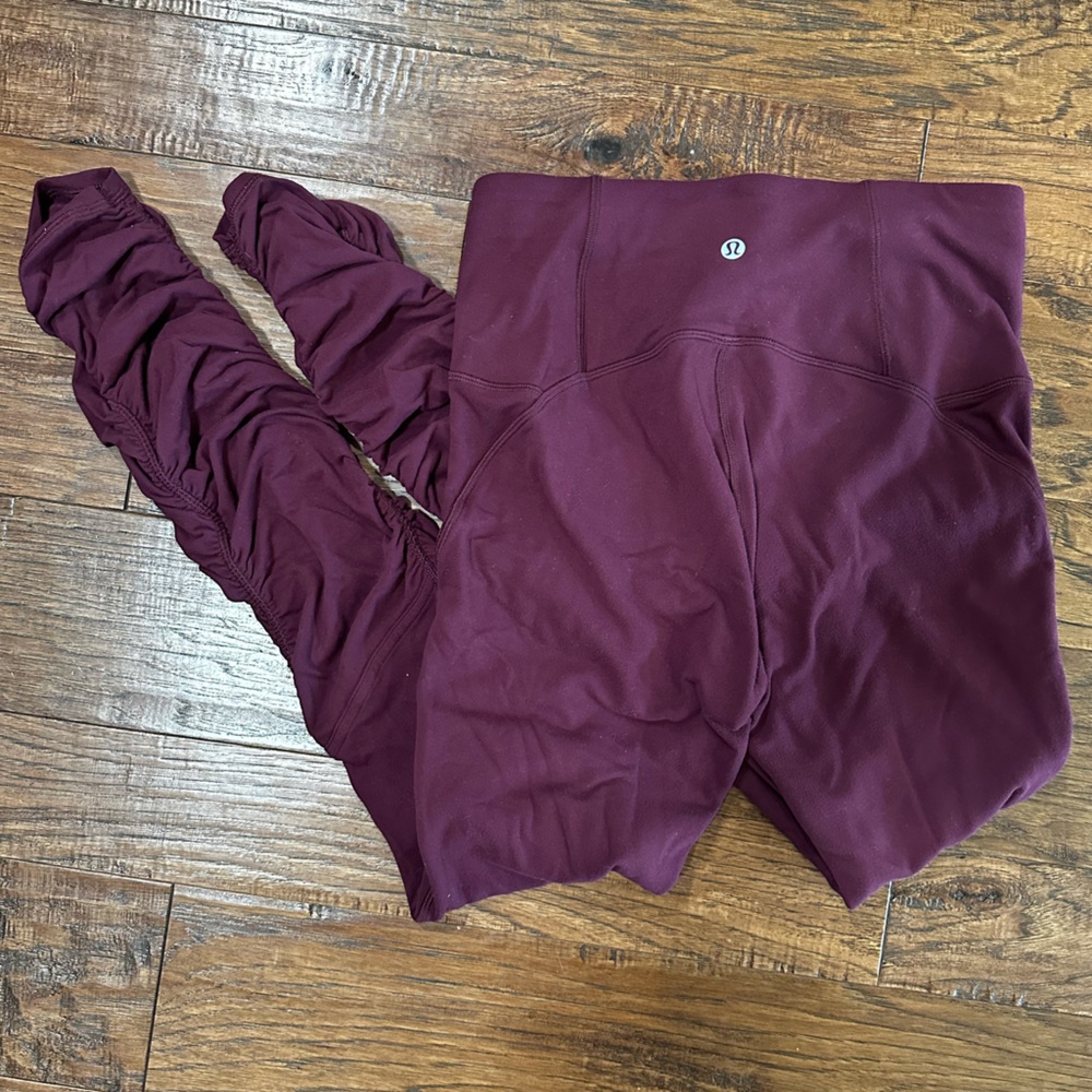 Lululemon Ruched Tights In Grape Color - Size 6 - image 1